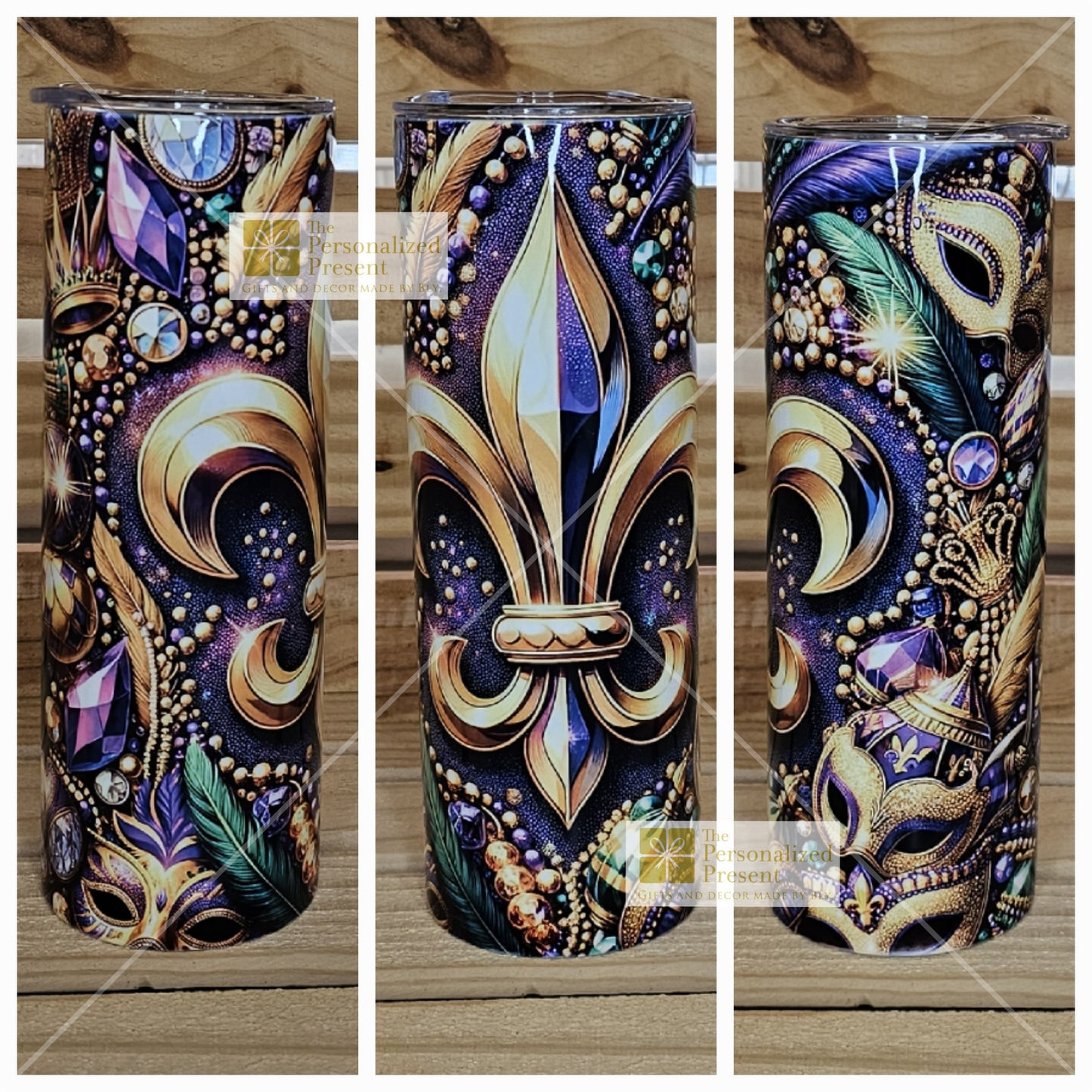 Mardi gras tumbler fleur de lis